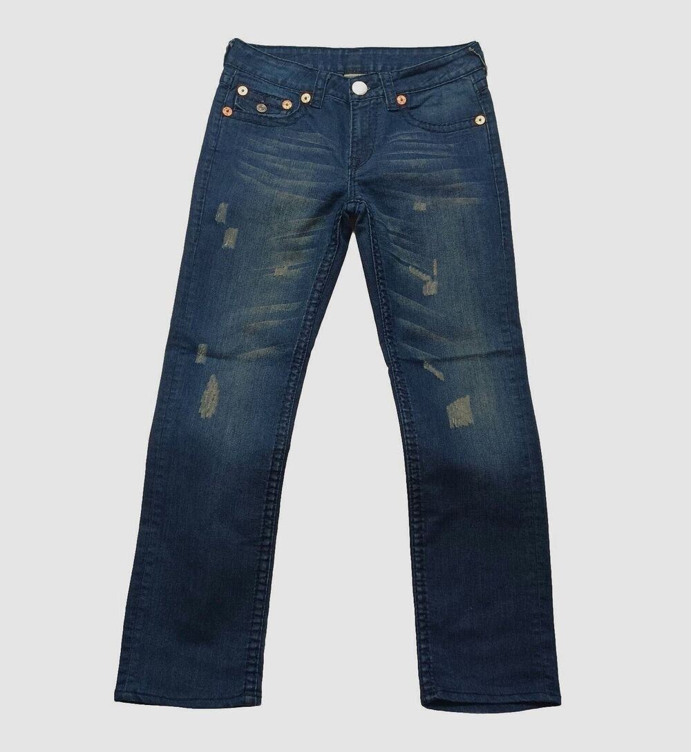 True Religion Billy Straight Leg Women's Mid-Rise Distressed Jeans Size 29